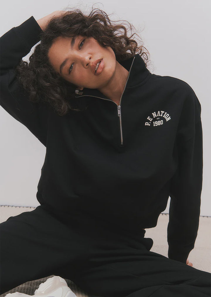 P.E Nation Established Oversized Quarter Zip Sweat - Black