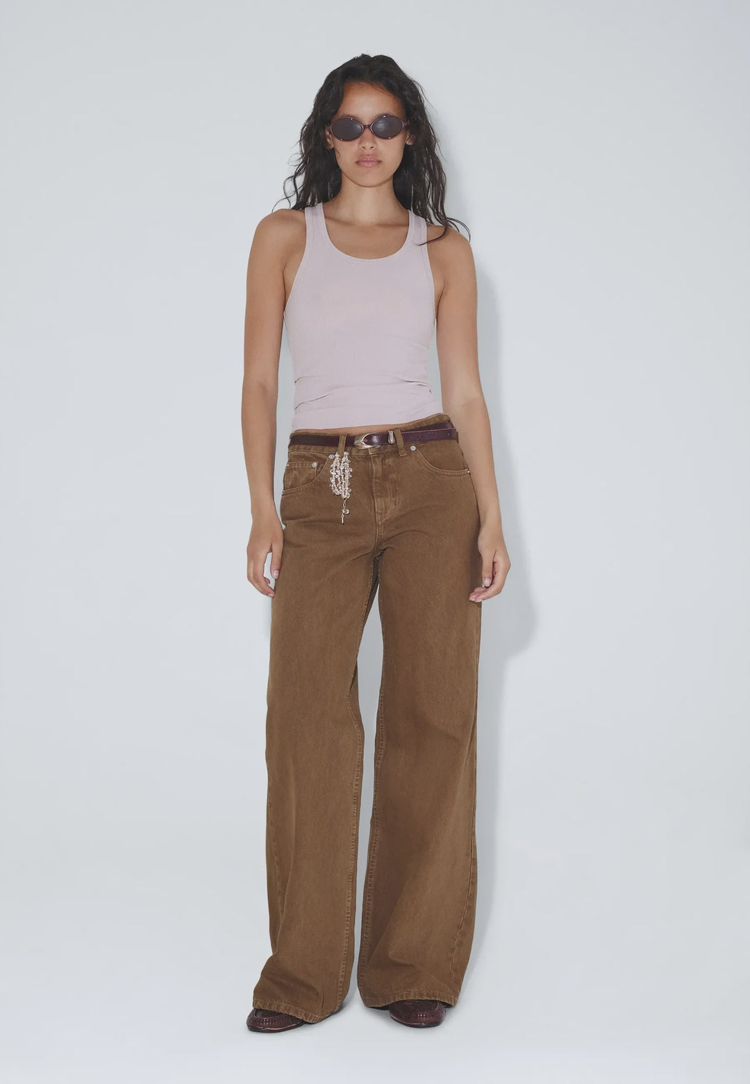Dr Denim Rhue Low Wide Jean - Washed Teak
