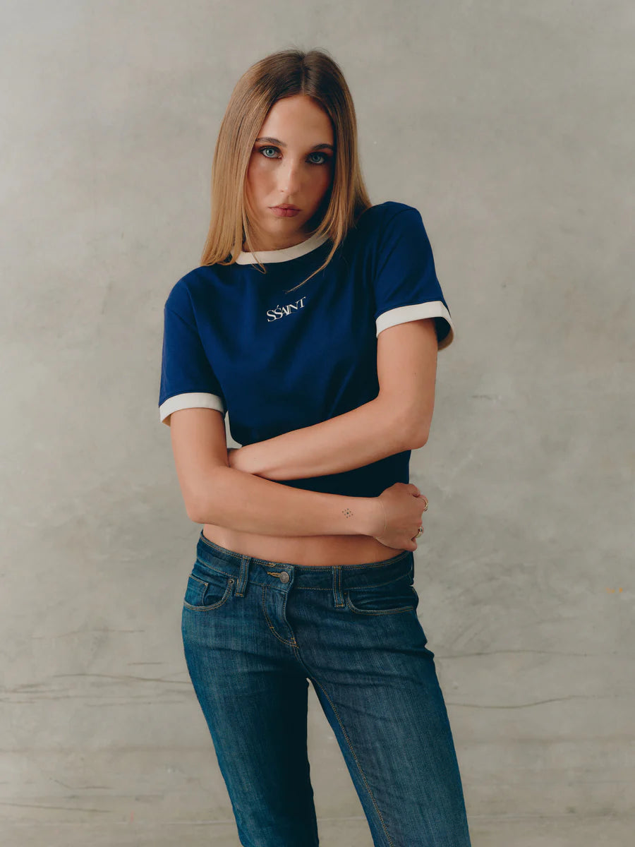 SŚAINT Logo Baby Tee- Navy