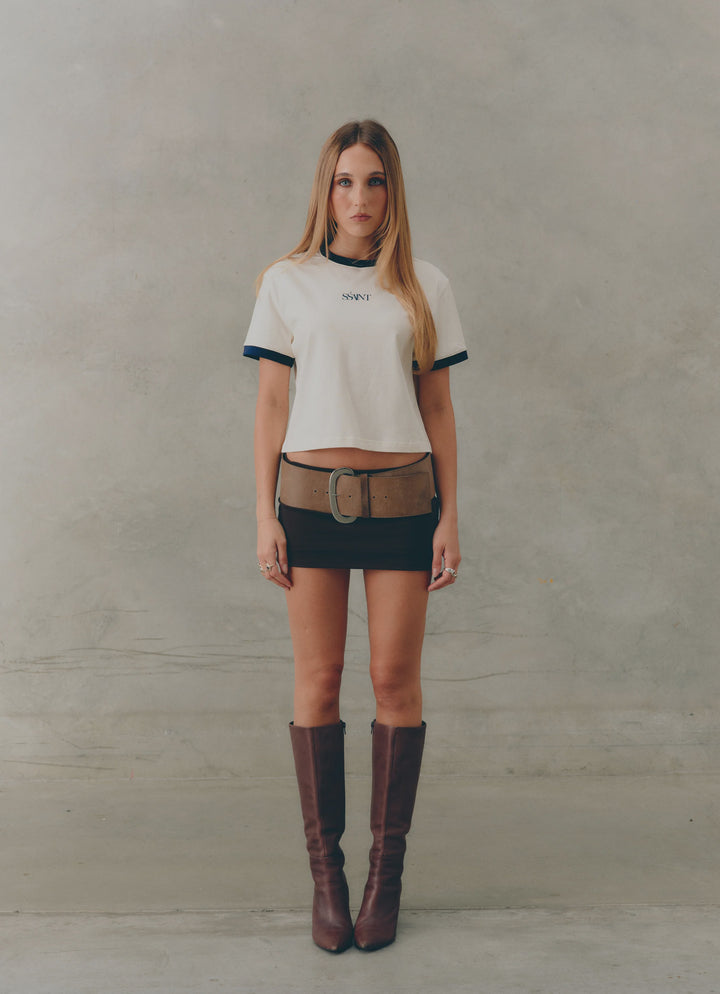 SŚAINT Logo Baby Tee- Cream