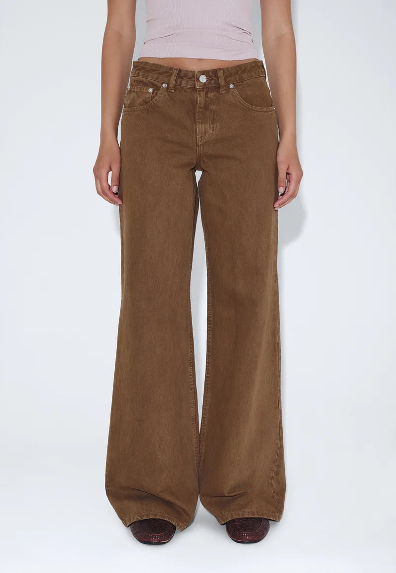 Dr Denim Rhue Low Wide Jean - Washed Teak