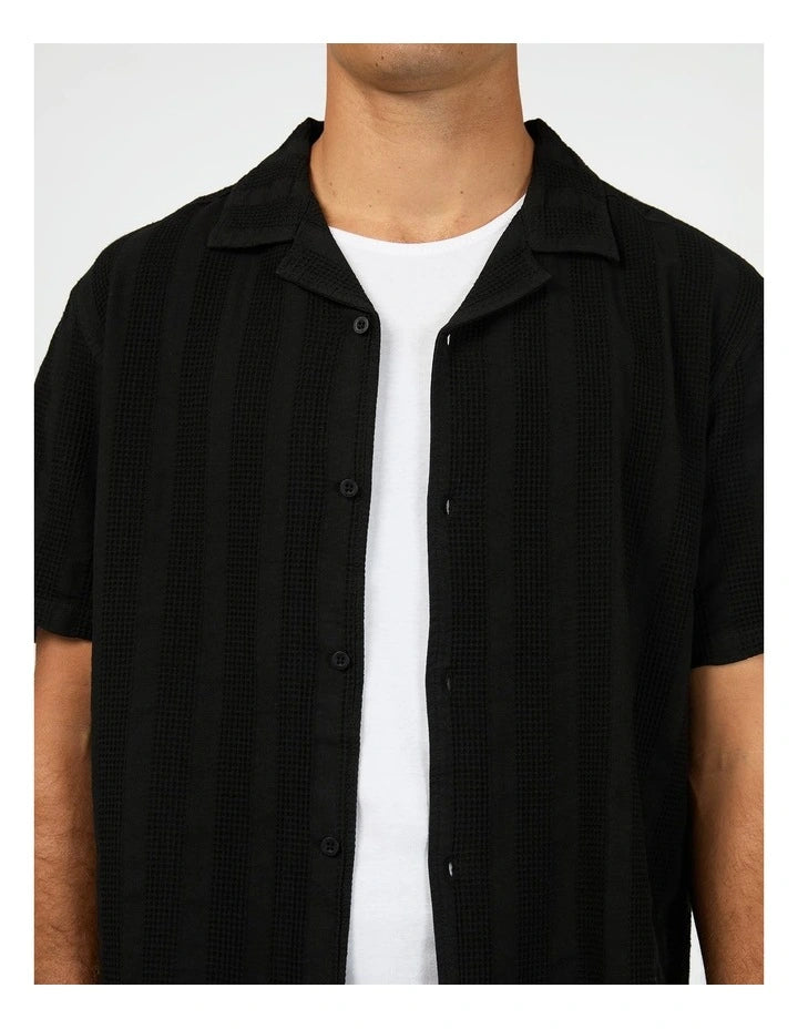 Silent Theory Luca Short Sleeve Shirt - Washed Black