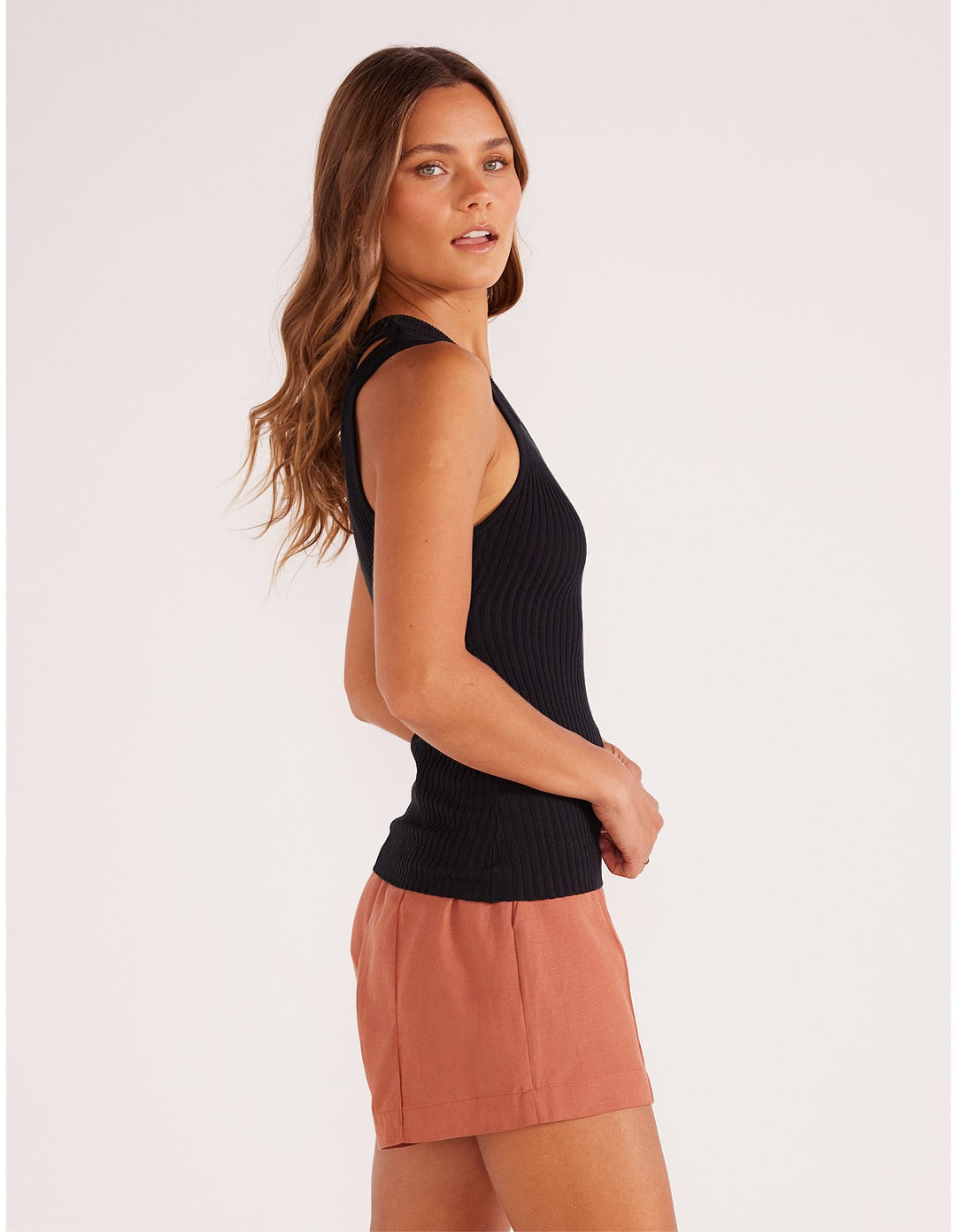 Minkpink Ella One Shoulder Knit Top - Black