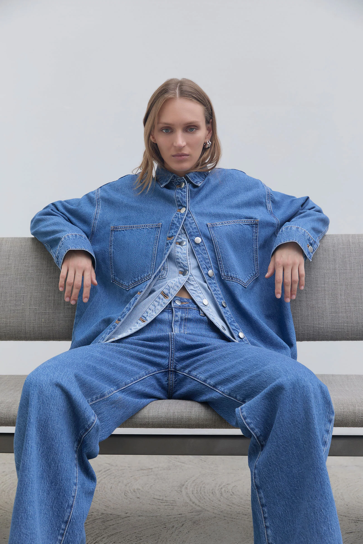 Nude Lucy Organic Denim Overshirt - Royal Blue