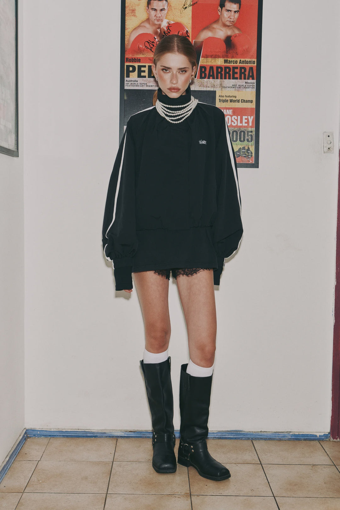 Ssaint Balloon Zip Windbreaker - Black