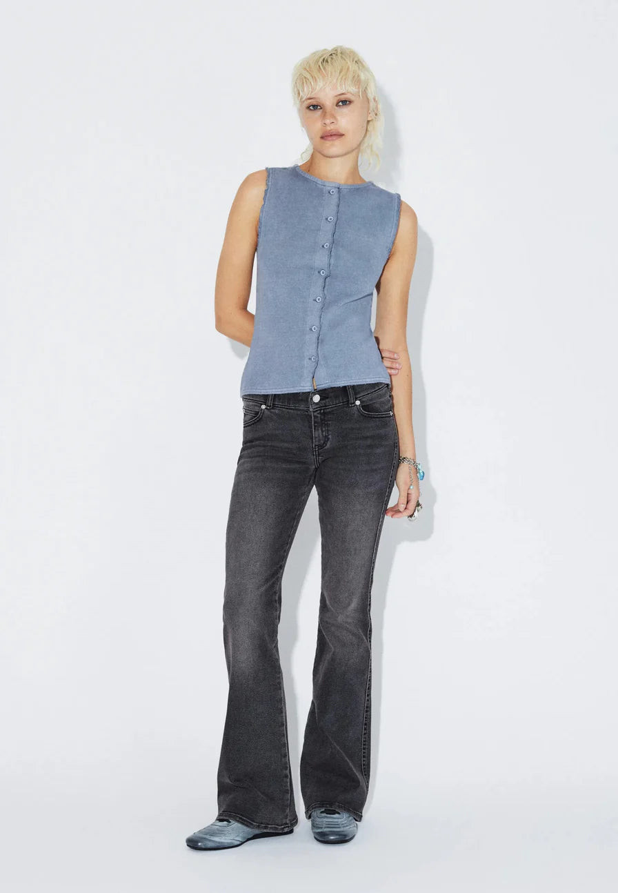 Dr Denim Lilja Rib Top - Washed Blue