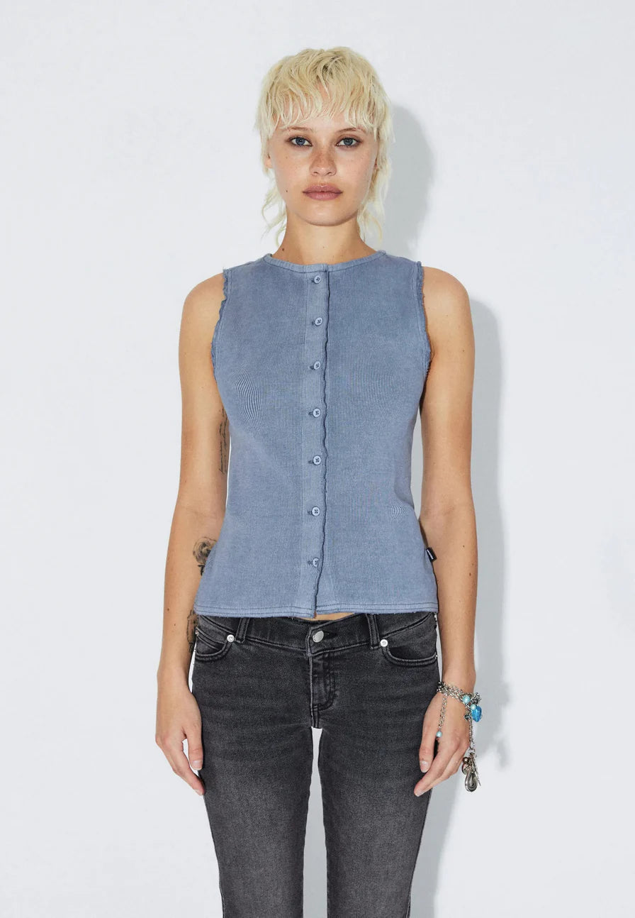 Dr Denim Lilja Rib Top - Washed Blue