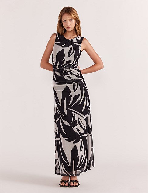 Staple The Label Sol Mesh Maxi Dress- Black/Cream