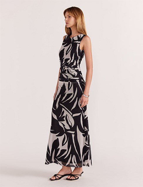 Staple The Label Sol Mesh Maxi Dress- Black/Cream
