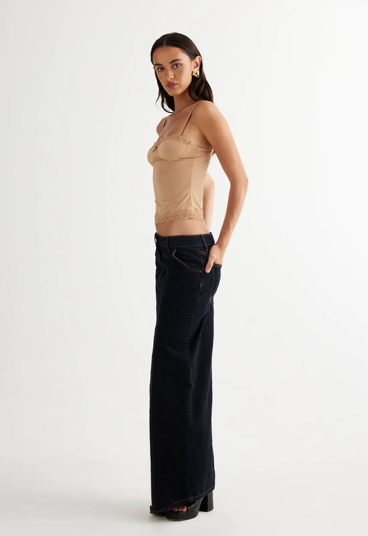 Lioness Barbie Split Midi Skirt - Dark Denim