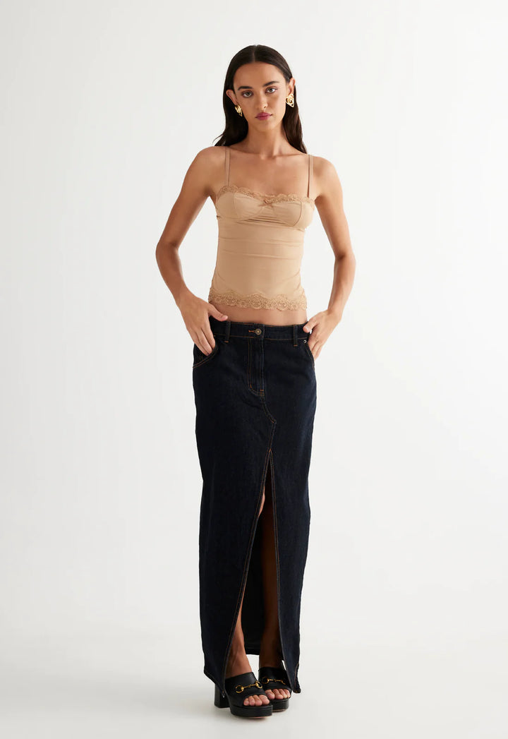 Lioness Barbie Split Midi Skirt - Dark Denim