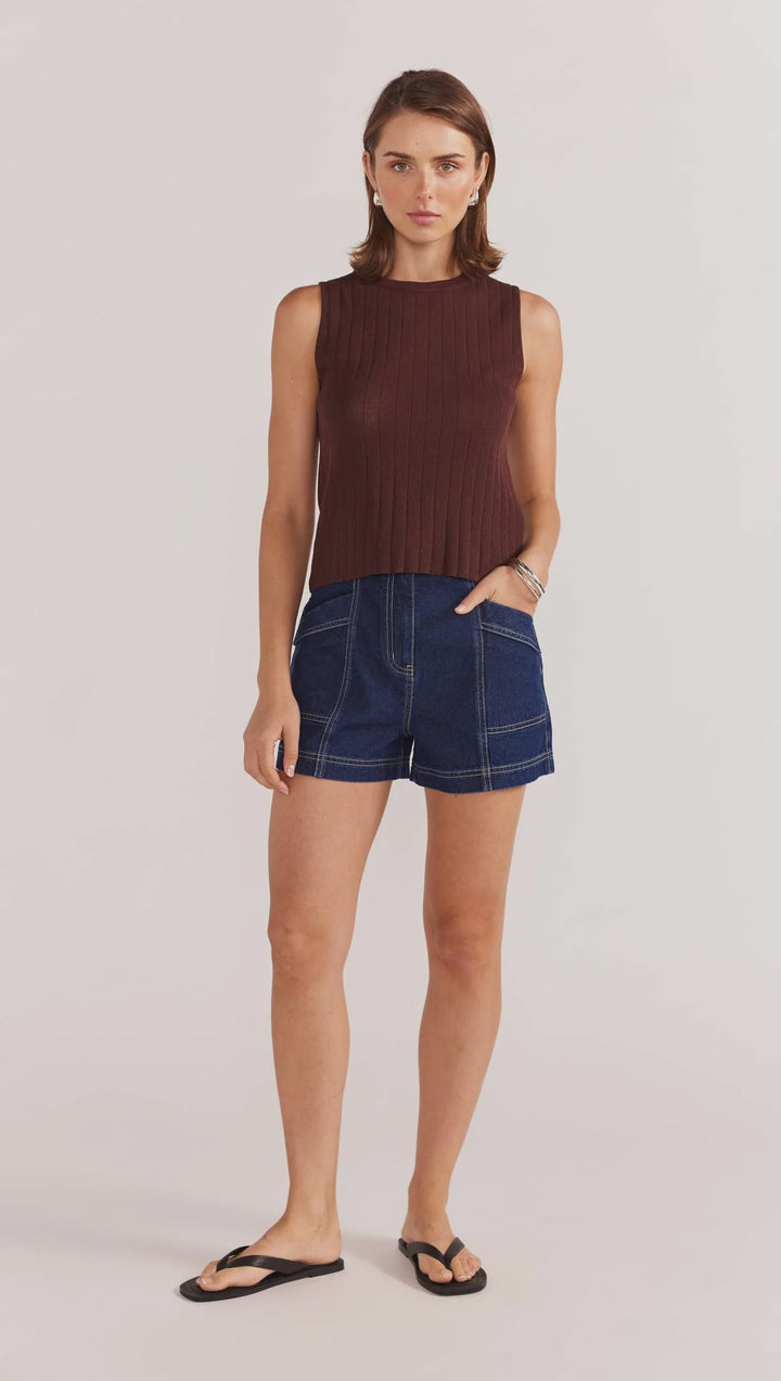 Staple The Label Nola Knit Tank - Espresso