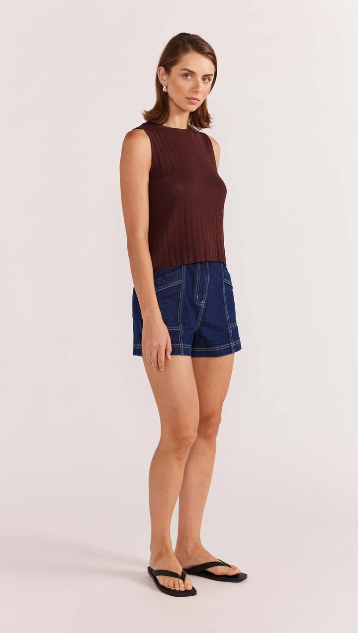 Staple The Label Nola Knit Tank - Espresso