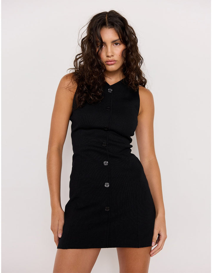 MinkPink Noa Knit Mini Dress - Black