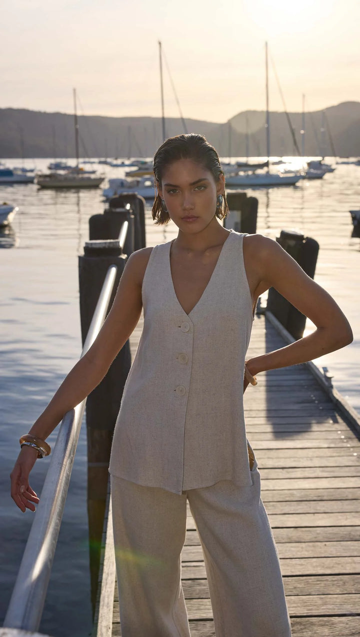 Staple The Label Alba Tunic Vest - Natural Marle