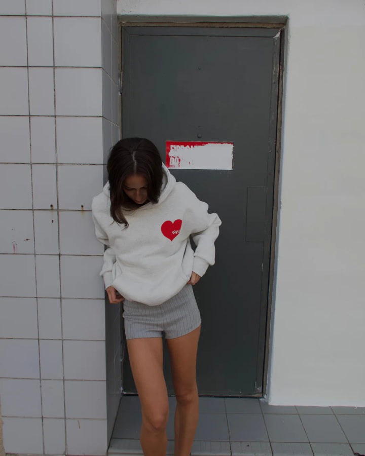 SŚAINT Heart Hoodie - Grey & Red Heart