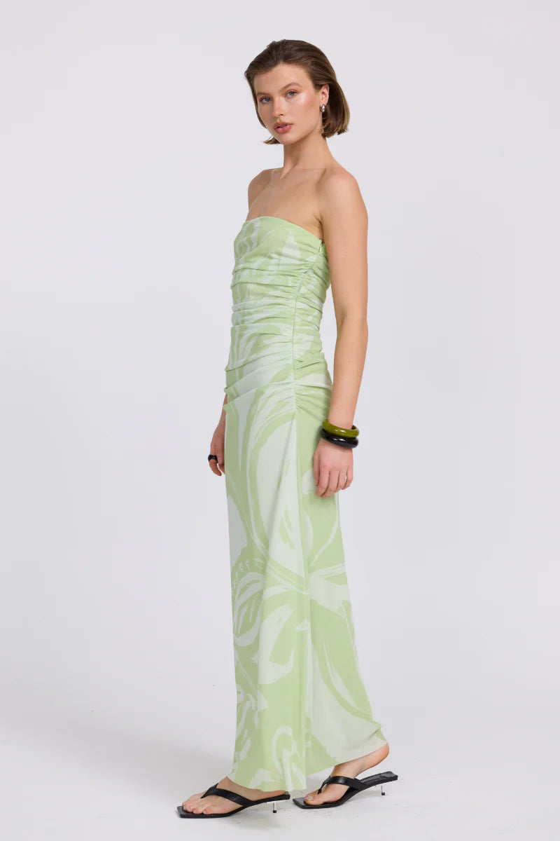 Sovere Flora Strapless Dress - Aloe