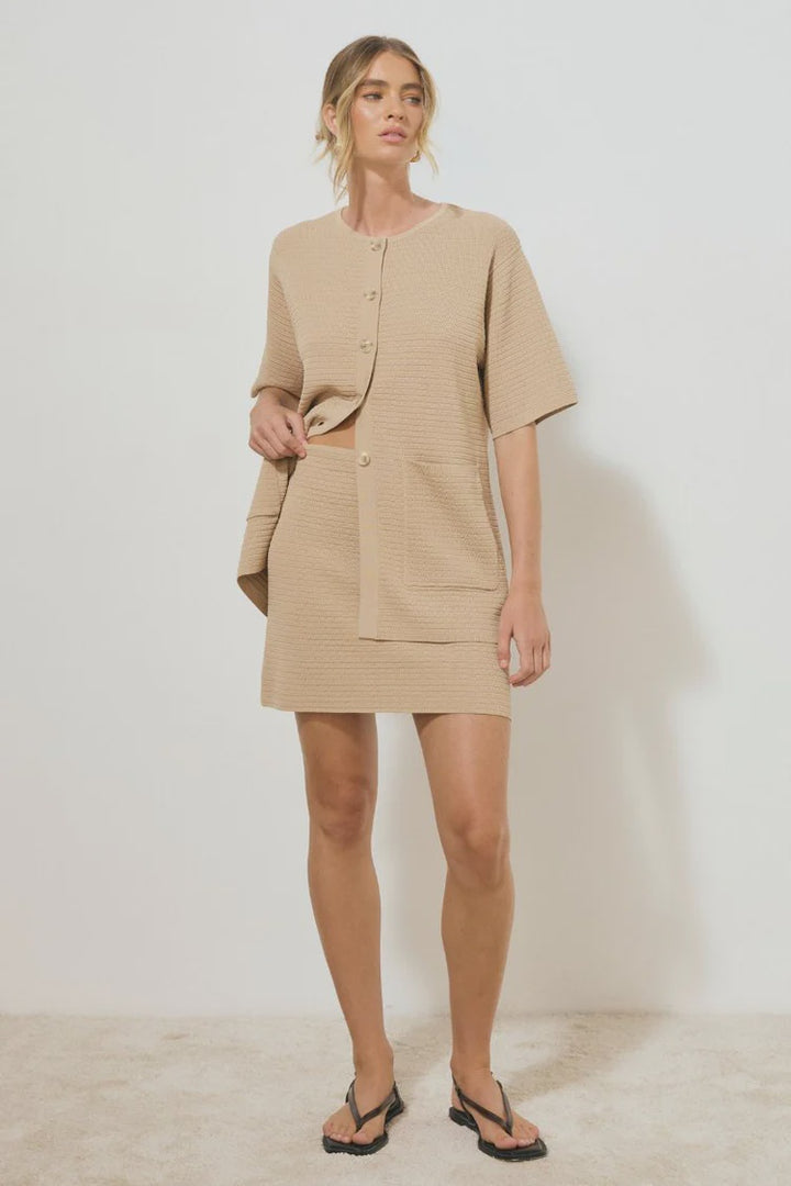 MØN RENN Memoir Knit Skirt -  Stone
