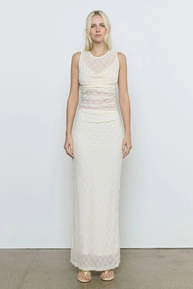 Sovere Venus Cowl Mesh Dress - Cream