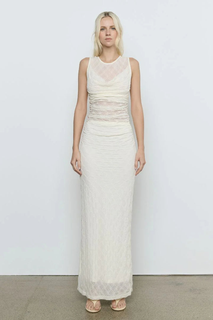 Sovere Venus Cowl Mesh Dress - Cream