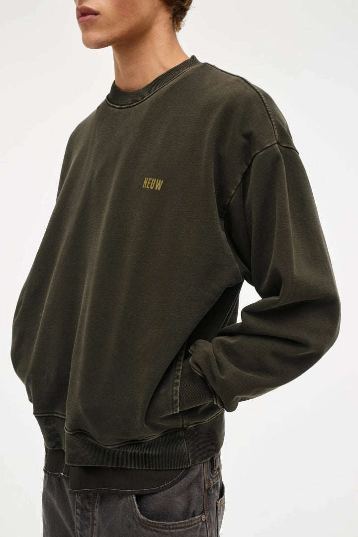 Neuw Denim Wordmark Crew - Dark Military