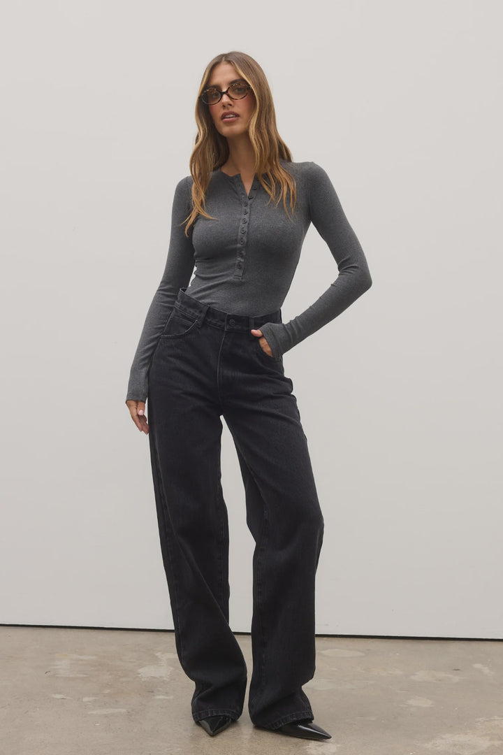 Bayse Lara Bodysuit-Dark Heather