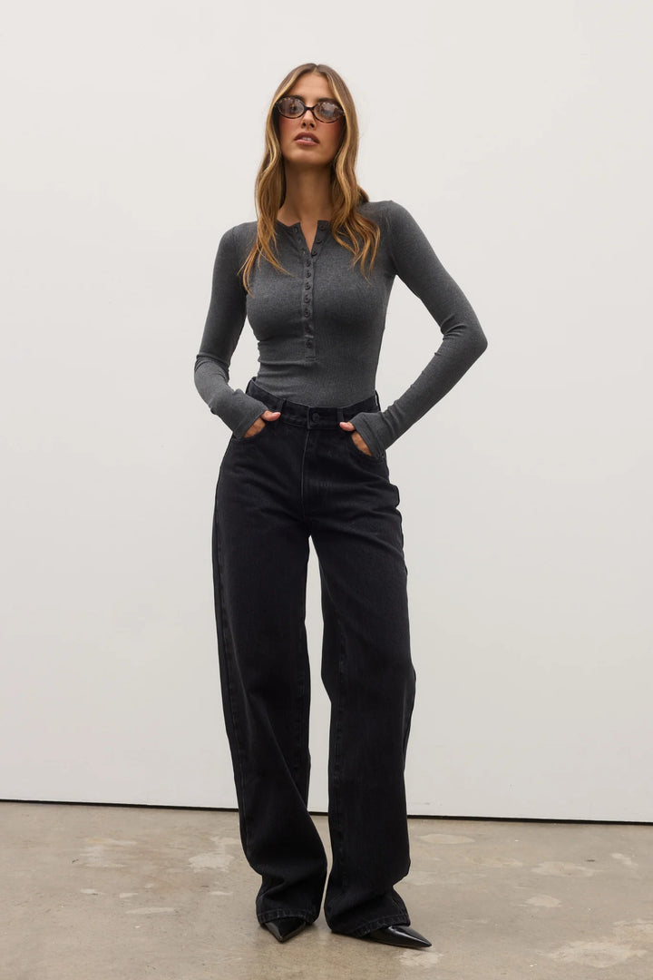 Bayse Lara Bodysuit-Dark Heather