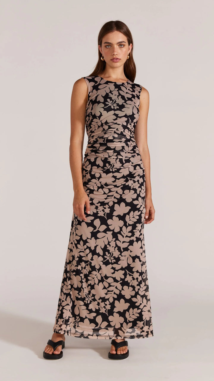 Staple The Label Selita Mesh Midi Dress - Black/Beige