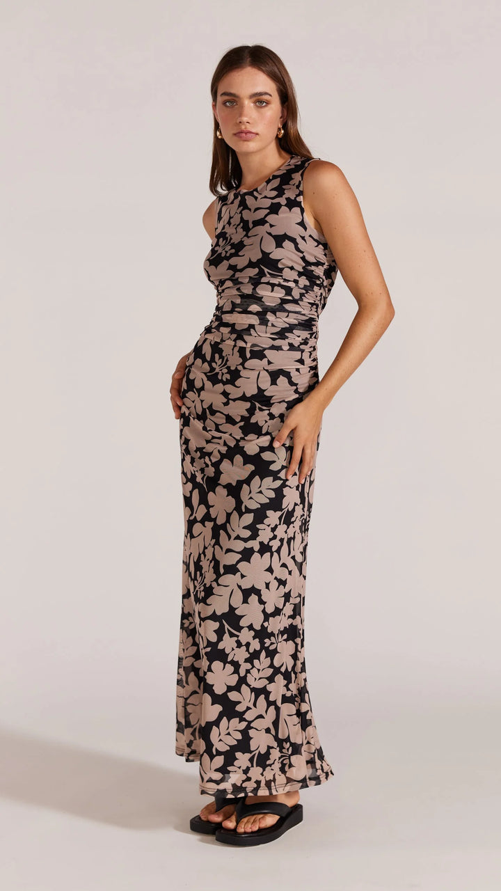 Staple The Label Selita Mesh Midi Dress - Black/Beige