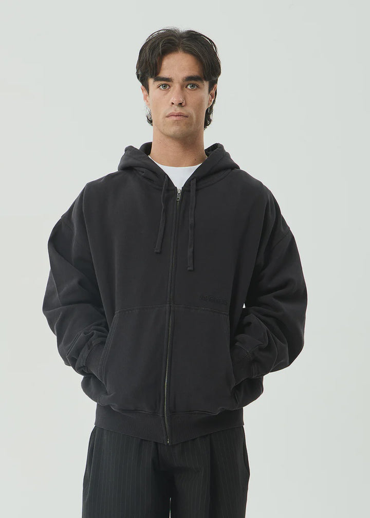 Afends Genesis Boxy Zip Hood - Stone Black