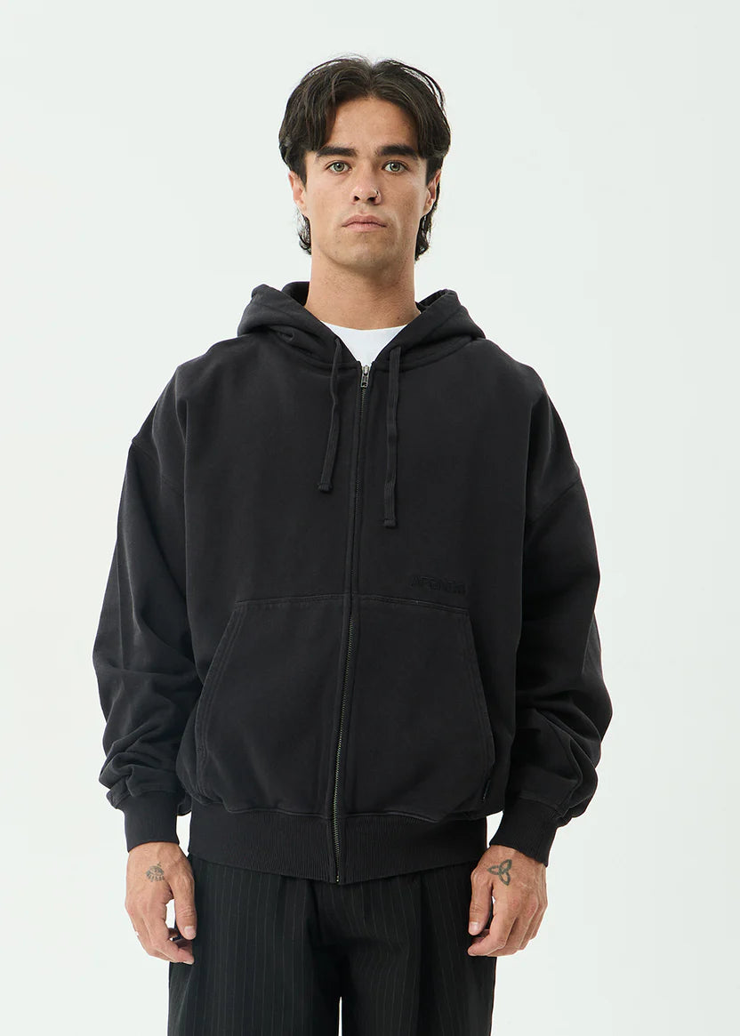 Afends Genesis Boxy Zip Hood - Stone Black