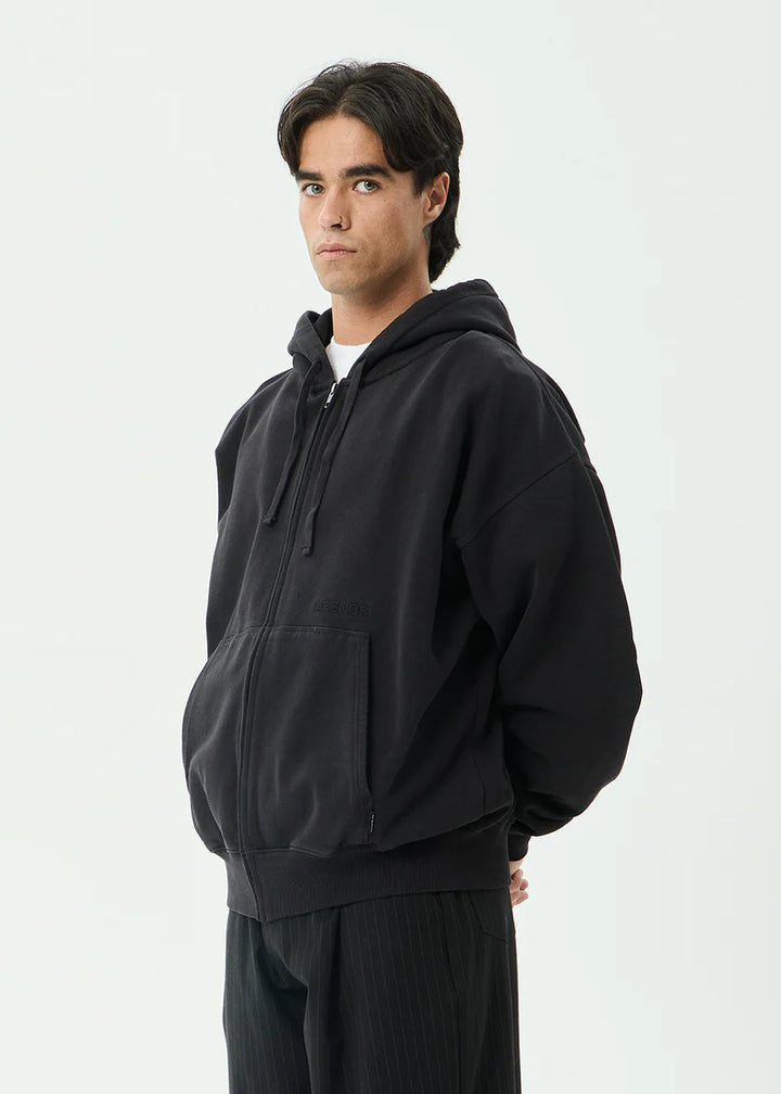 Afends Genesis Boxy Zip Hood - Stone Black