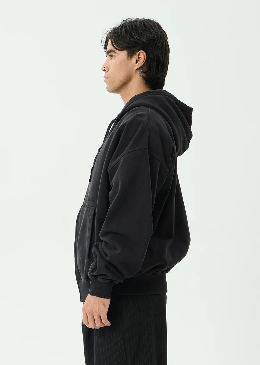 Afends Genesis Boxy Zip Hood - Stone Black