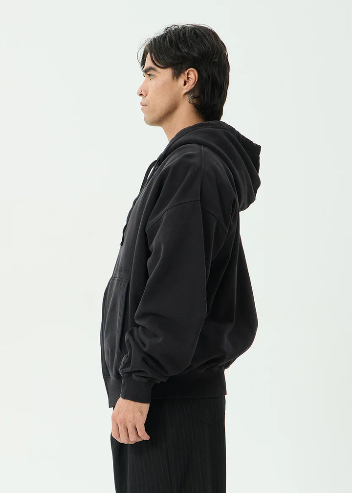 Afends Genesis Boxy Zip Hood - Stone Black