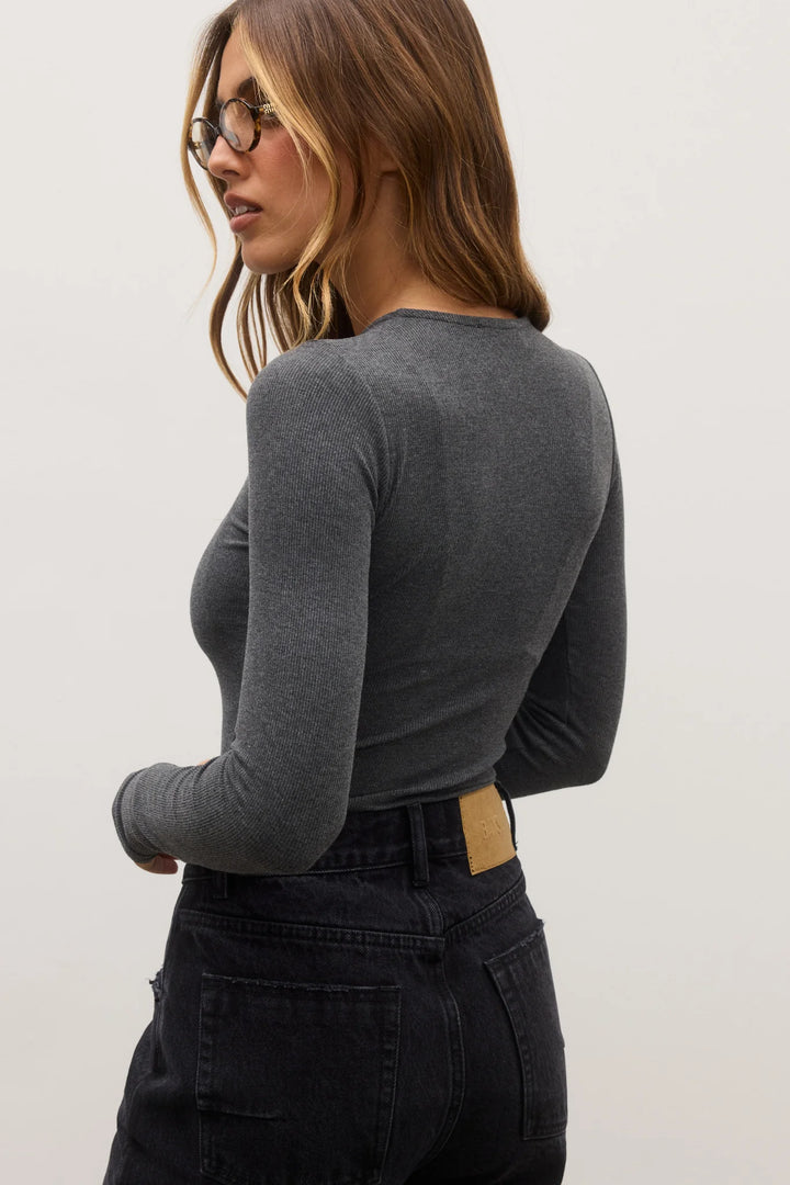 Bayse Lara Bodysuit-Dark Heather