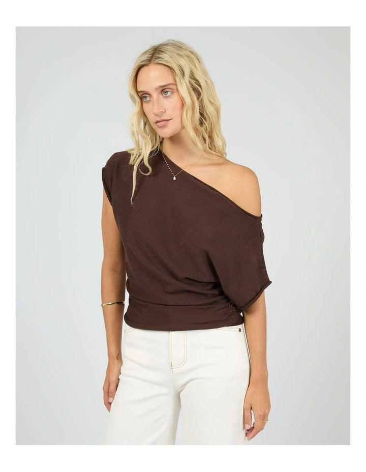 All About Eve Orla Off Shoulder Top - Brown