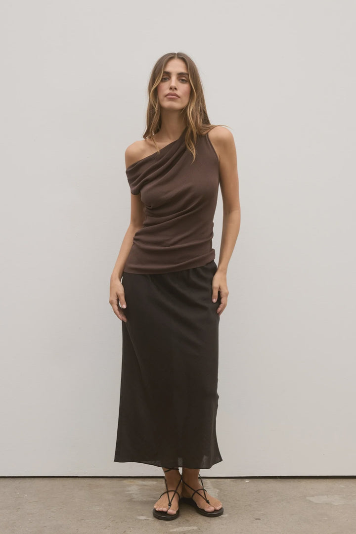 Bayse Monet Knit Top-Coffee