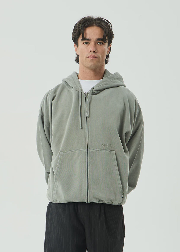 Afends Genesis Boxy Zip Hood - Washed Sycamore