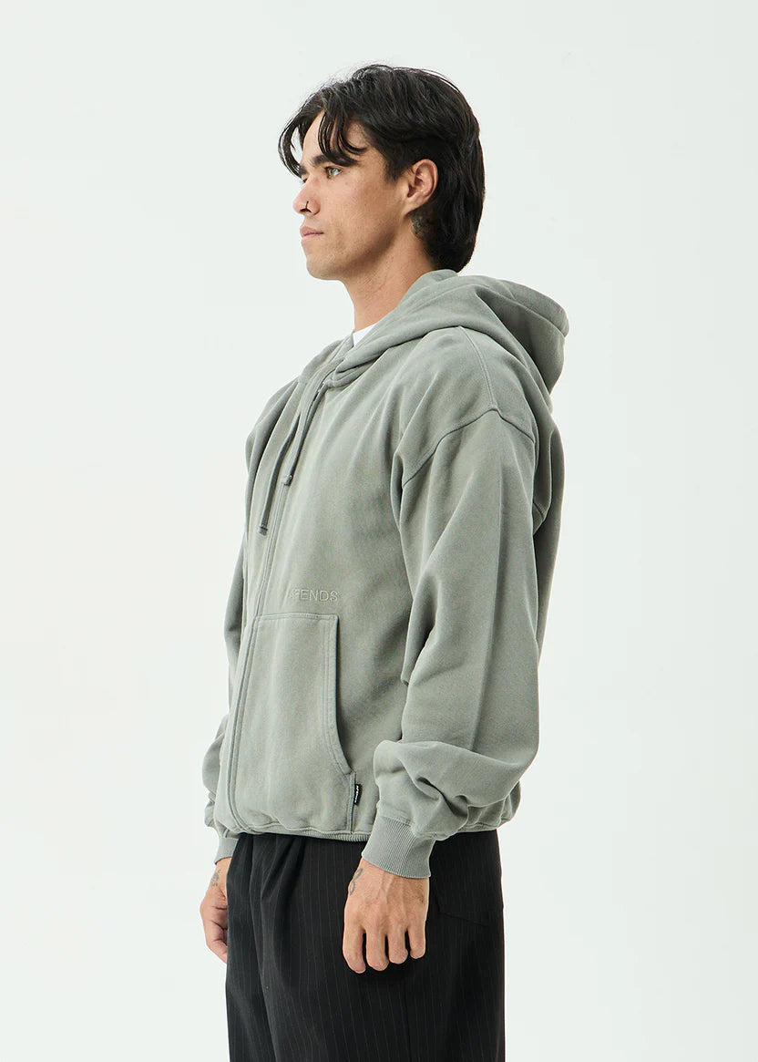 Afends Genesis Boxy Zip Hood - Washed Sycamore