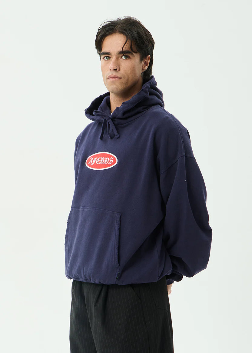 Afends Supply Pull On Hood - Washed Deep Sea