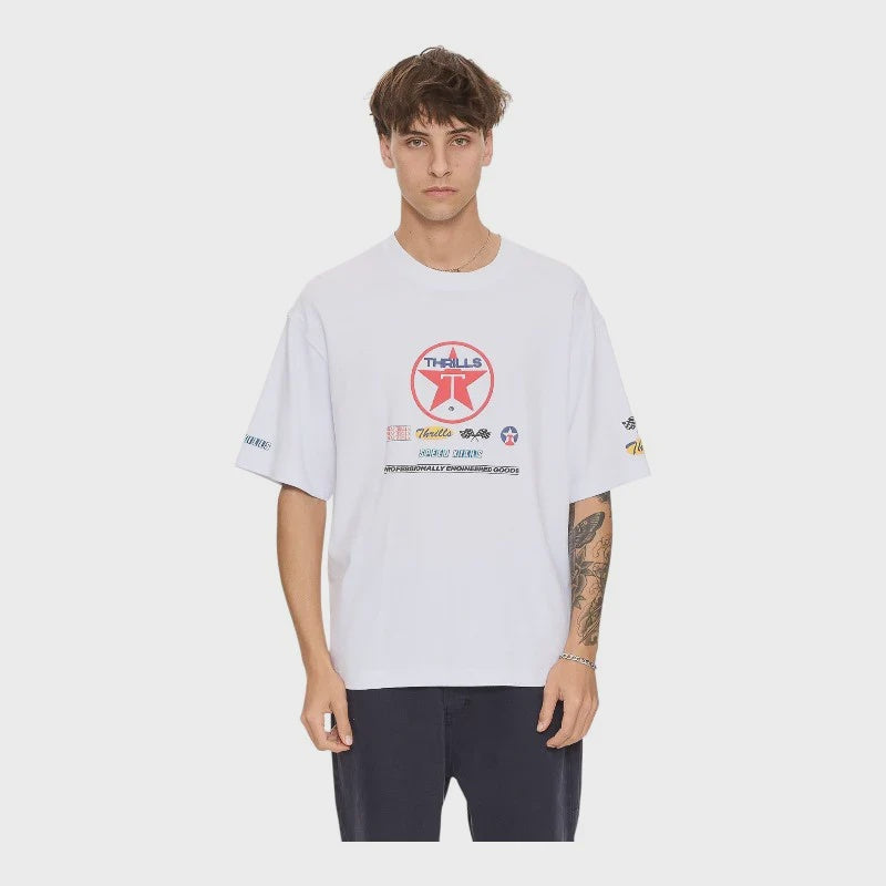 Thrills Super Charged Box Fit Oversize Cropped Tee- White