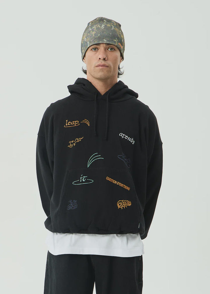 Afends Leap Boxy Pull On Hood - Black