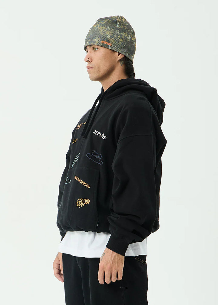 Afends Leap Boxy Pull On Hood - Black