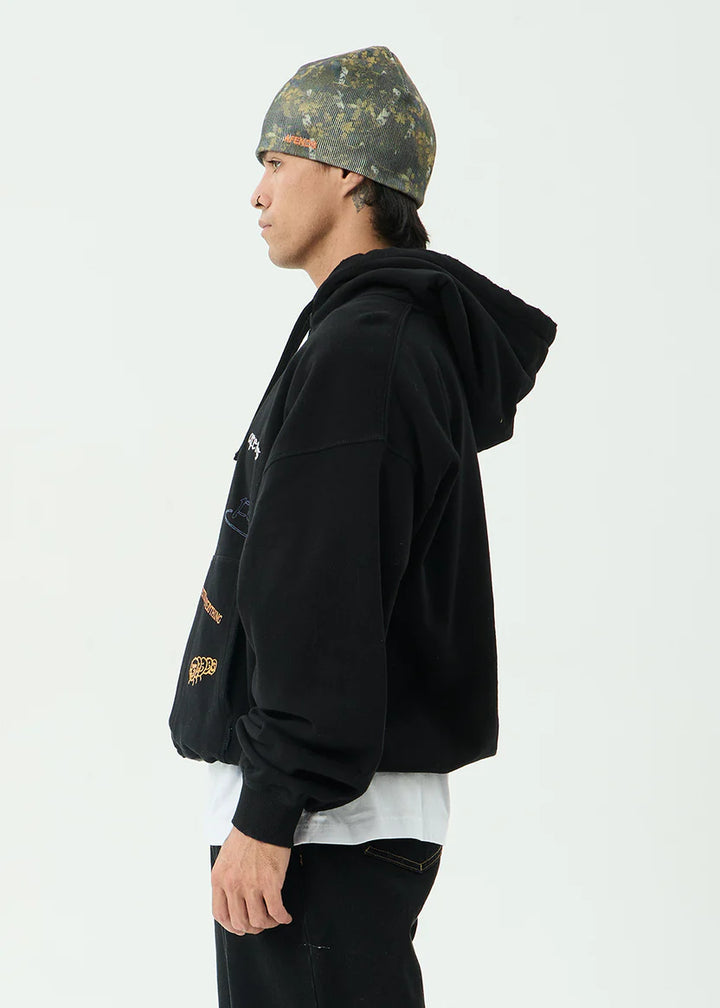 Afends Leap Boxy Pull On Hood - Black