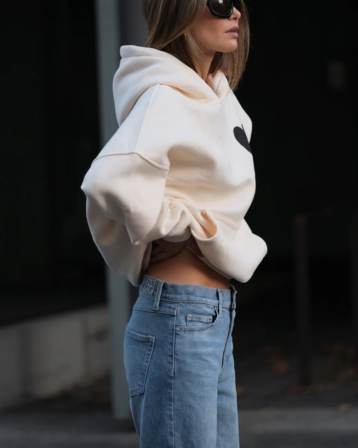 SŚAINT Heart Hoodie - Butter & Black