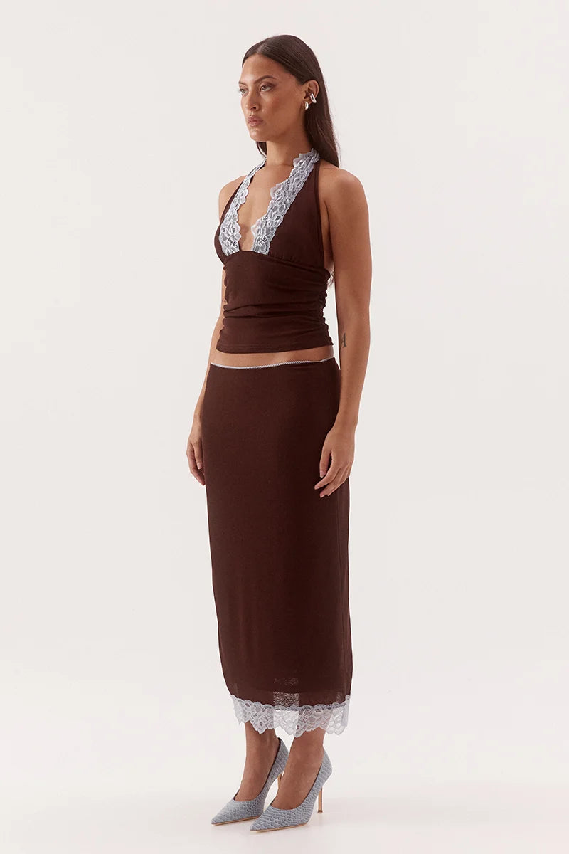 Sovere Harlow Top - Choc/Sky