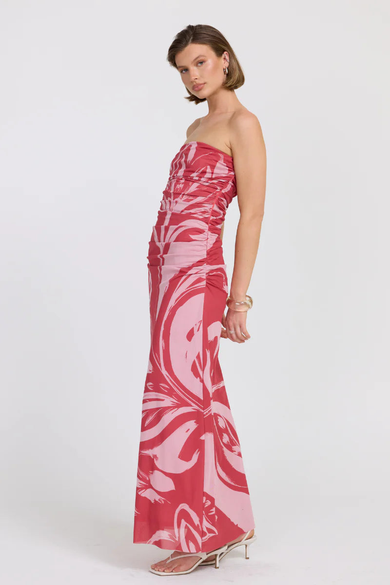 Sovere Flora Strapless Dress - Hibiscus