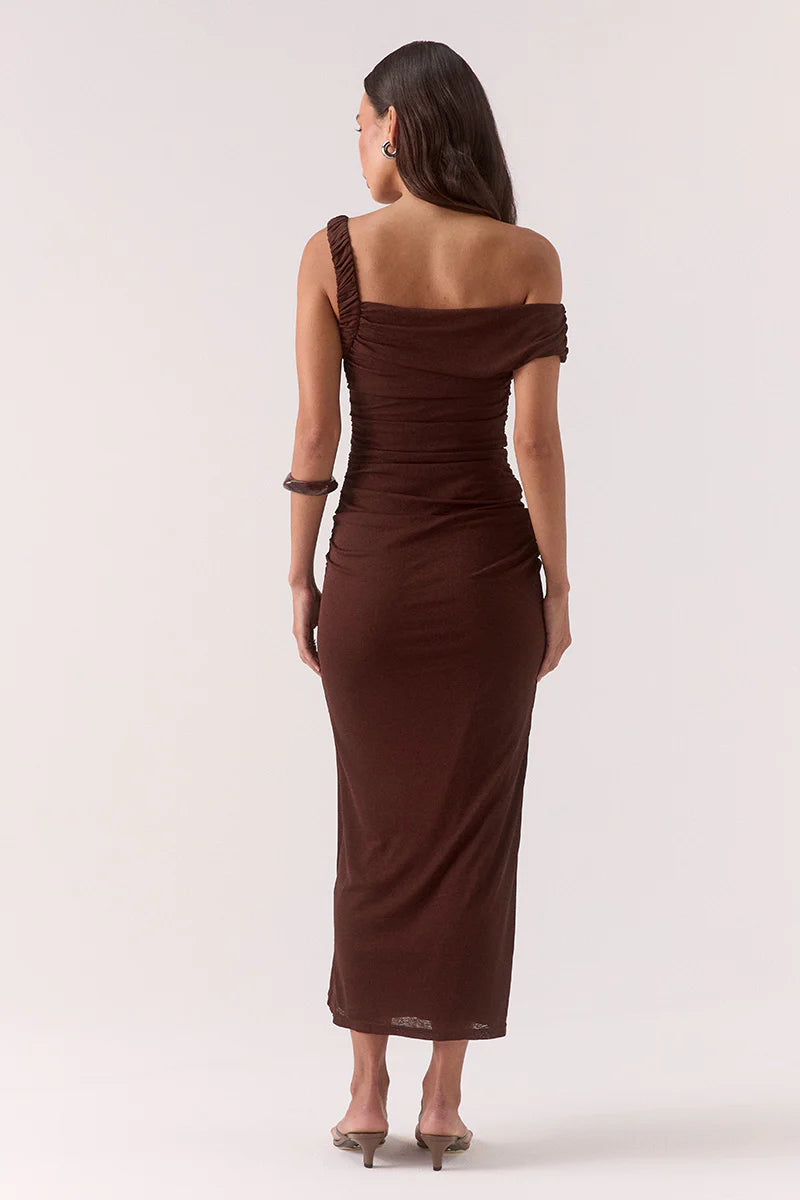 Sovere Rua Asymmetrical Dress- Ganache