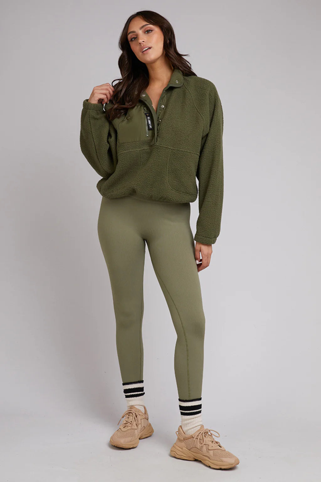 All About Eve Active Teddy 1/4 Zip - Khaki