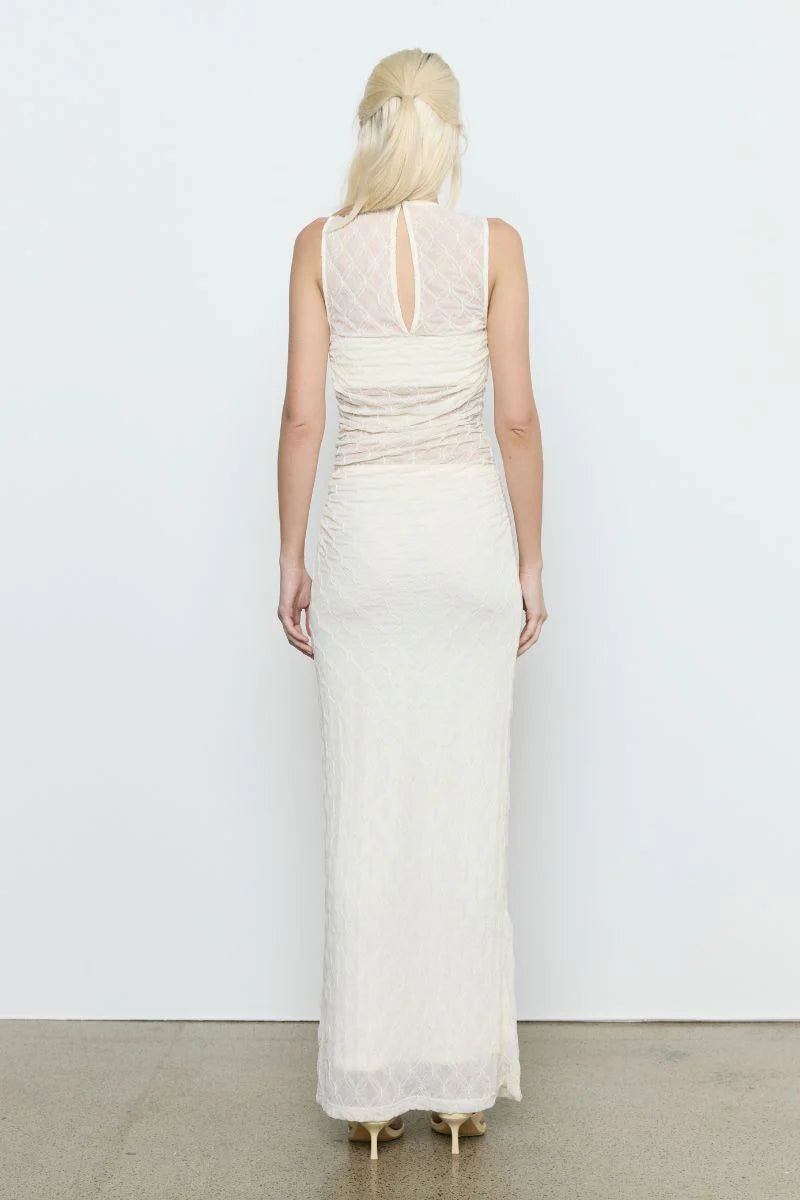 Sovere Venus Cowl Mesh Dress - Cream